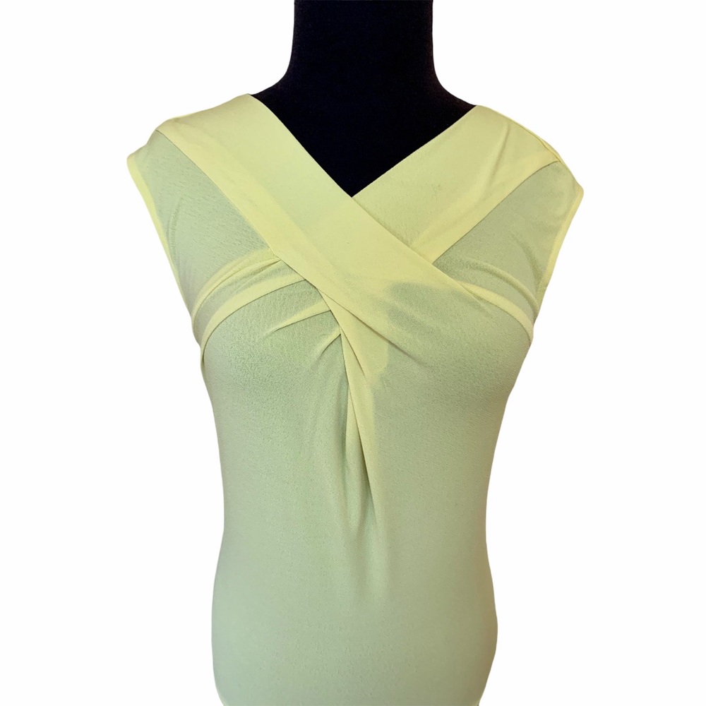 Ann Taylor Yellow Criss Cross Back Zip Top